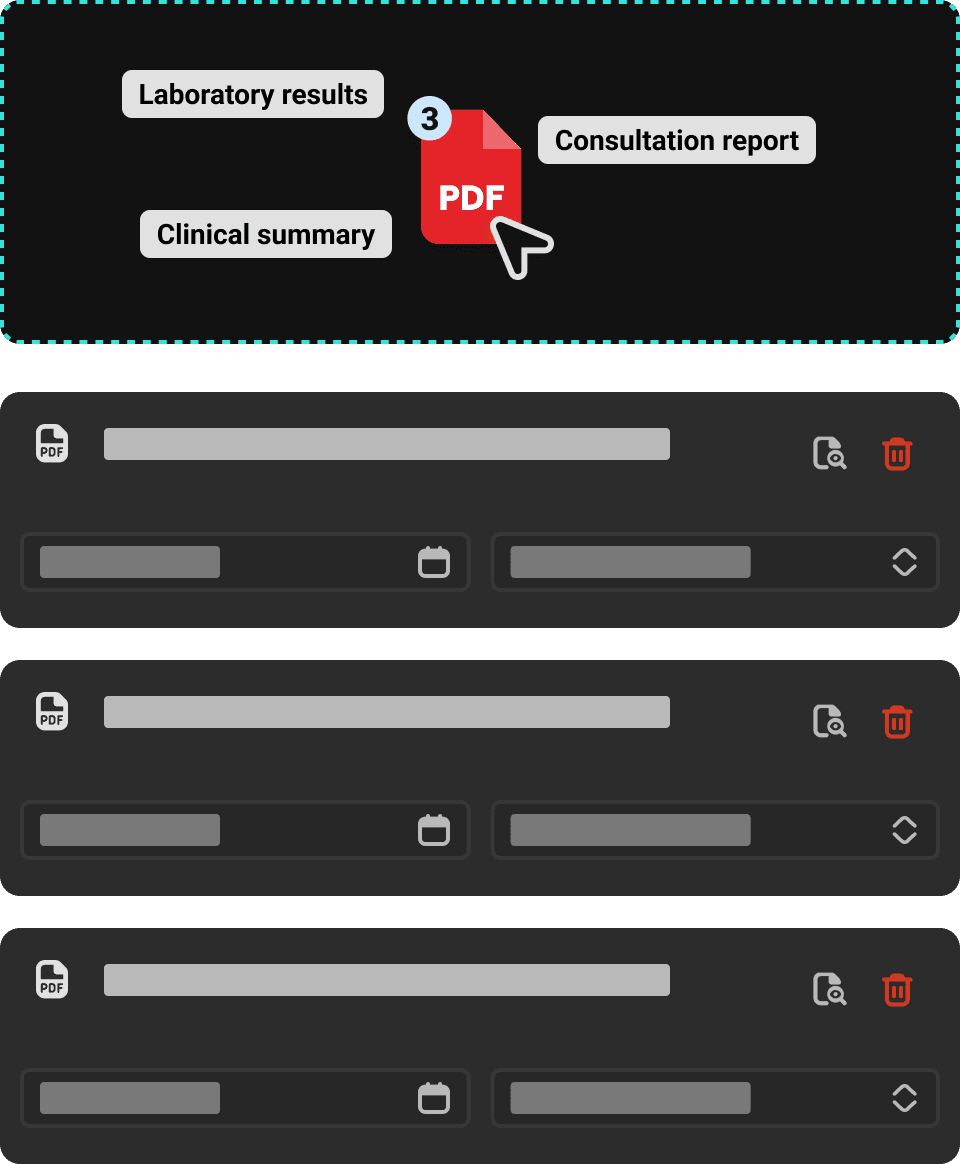 Easy import of medical examinations via drag-and-drop or file selection