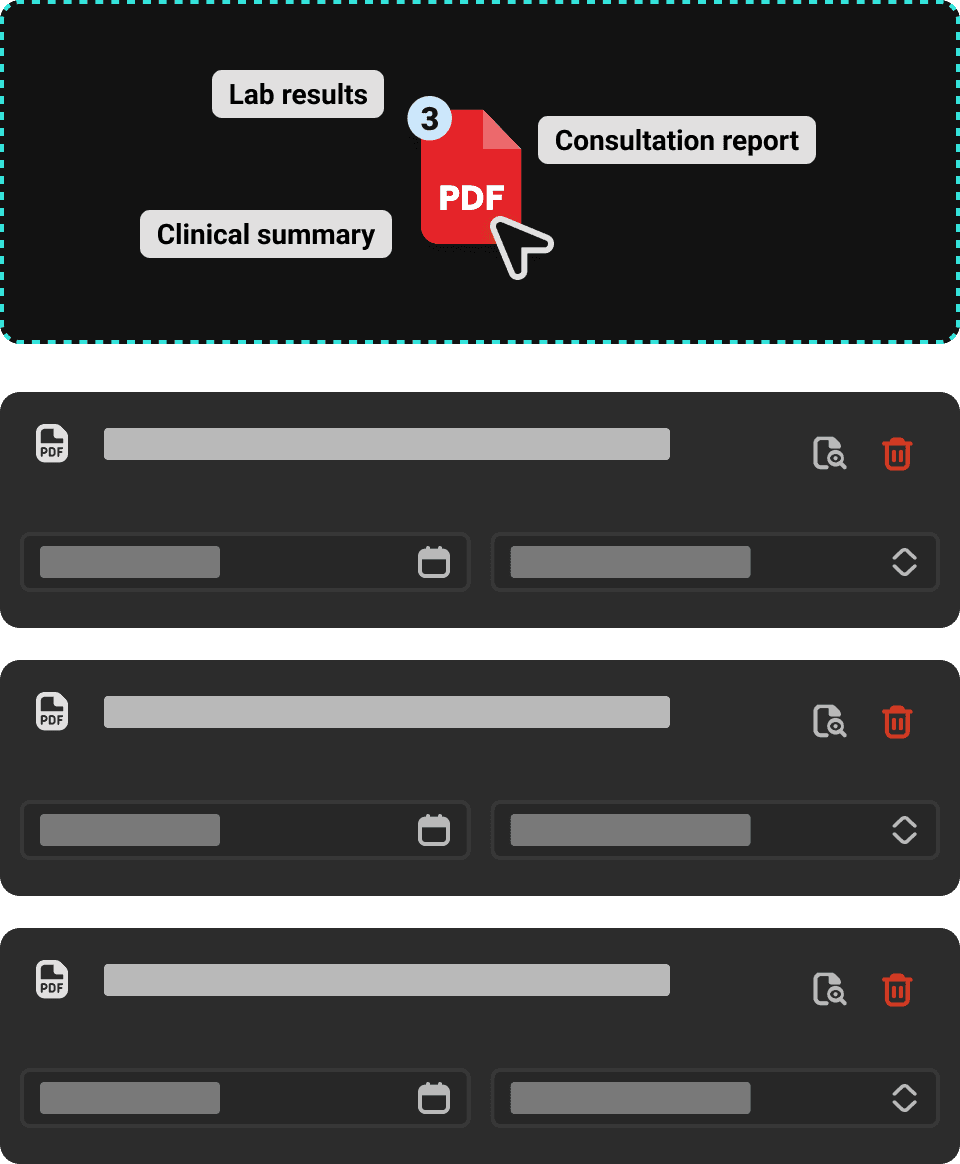 Easy import of medical examinations via drag-and-drop or file selection